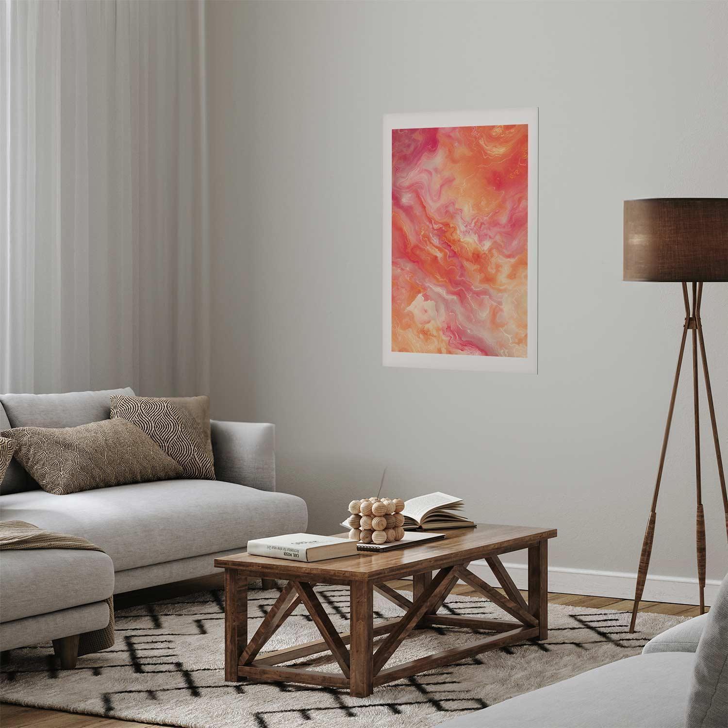 Poster - Fiery Colors - dynamic shapes in fire and pink tones Artgeist