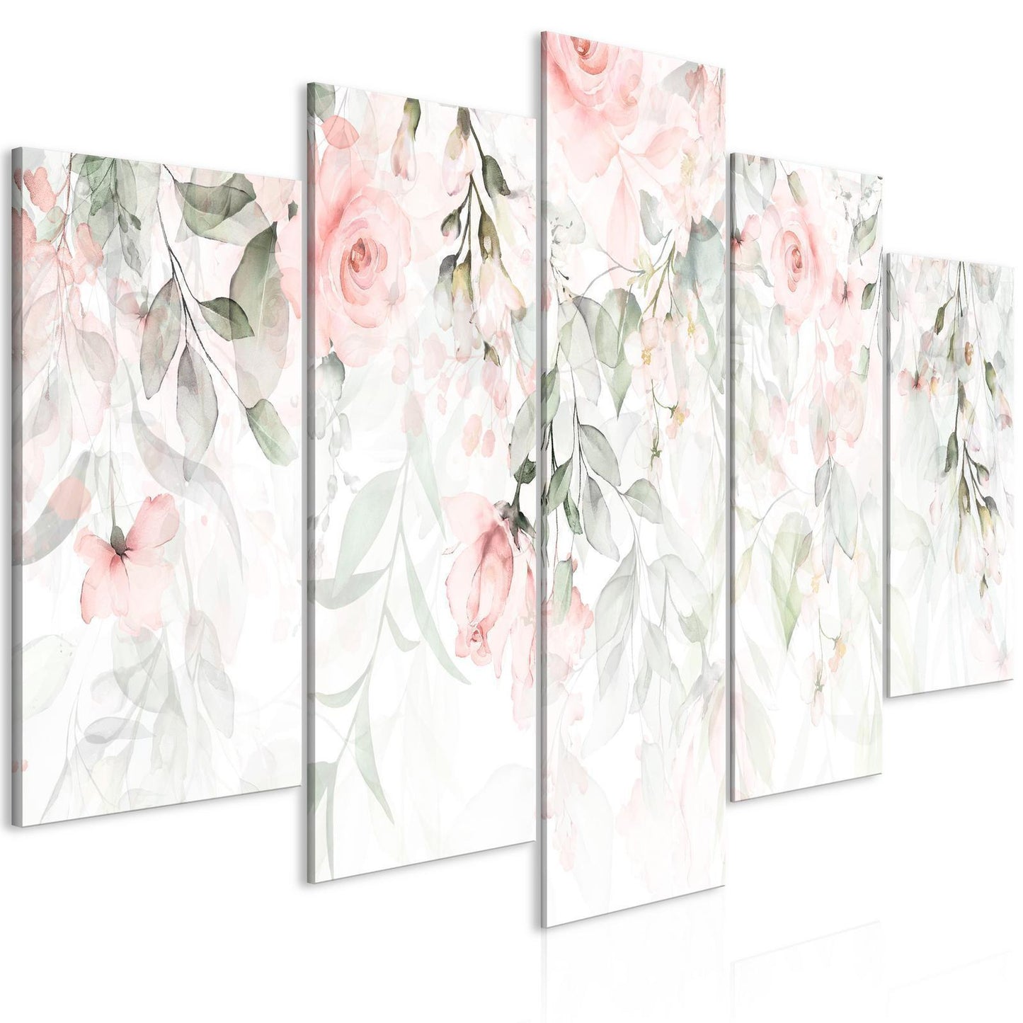 Leinwandbild - Waterfall of Roses (5 Parts) Wide - First Variant Artgeist