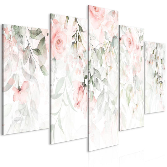 Leinwandbild - Waterfall of Roses (5 Parts) Wide - First Variant Artgeist