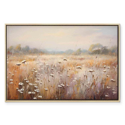 Leinwandbild - Impressionist meadow – field landscape in a pastel colour palette