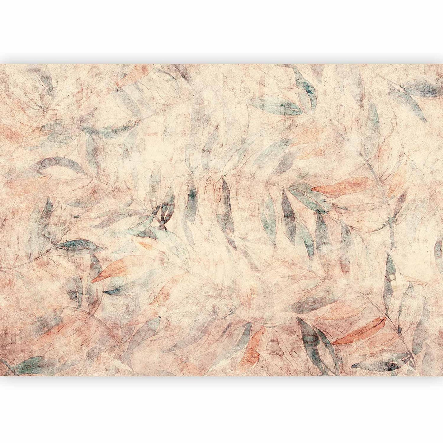 Fototapete - Greek laurels - composition with leaves in patterns on a background in yellow tones