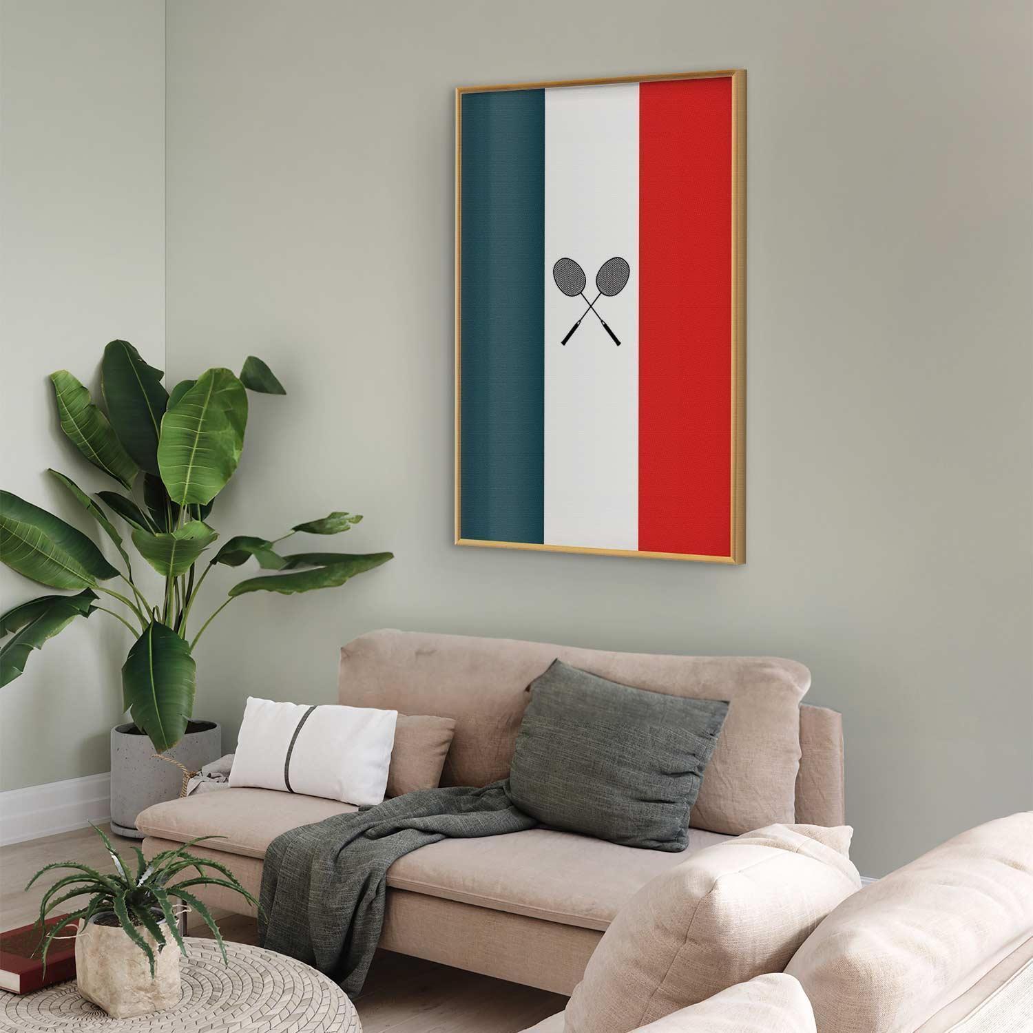 Poster - French Flags and Black Badminton Rackets Artgeist