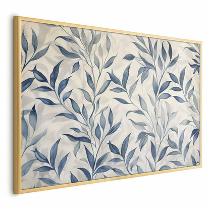 Poster - Delicate Botanical Motif with Blue Leaves Artgeist