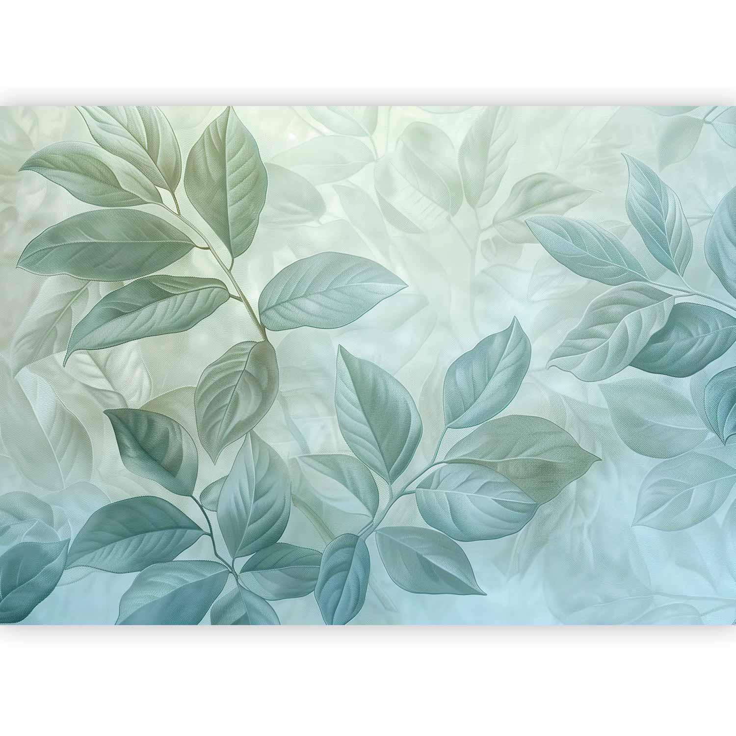 Fototapete - Large Leaves in Shades of Green-Mint: Botanical Motif Artgeist