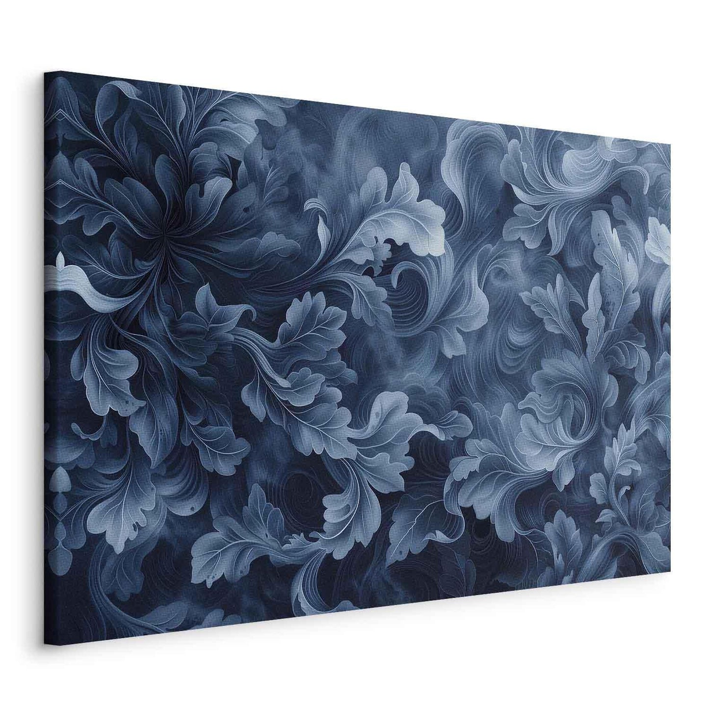 Leinwandbild - Abstract Ornaments Dark Blue Victorian Leaves Artgeist