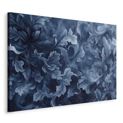 Leinwandbild - Abstract Ornaments Dark Blue Victorian Leaves Artgeist