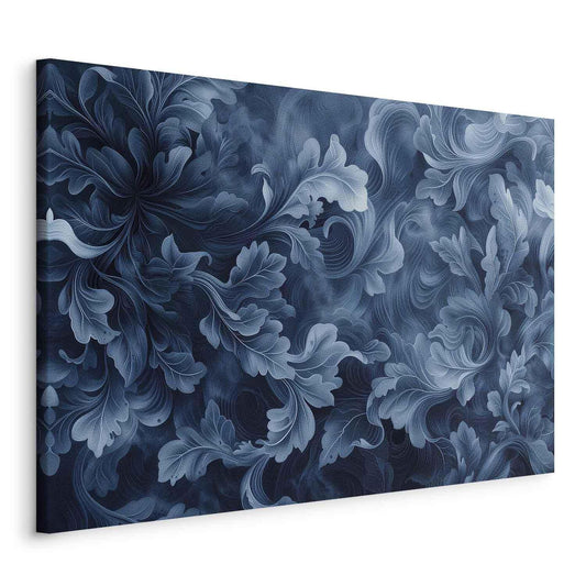 Leinwandbild - Abstract Ornaments Dark Blue Victorian Leaves Artgeist