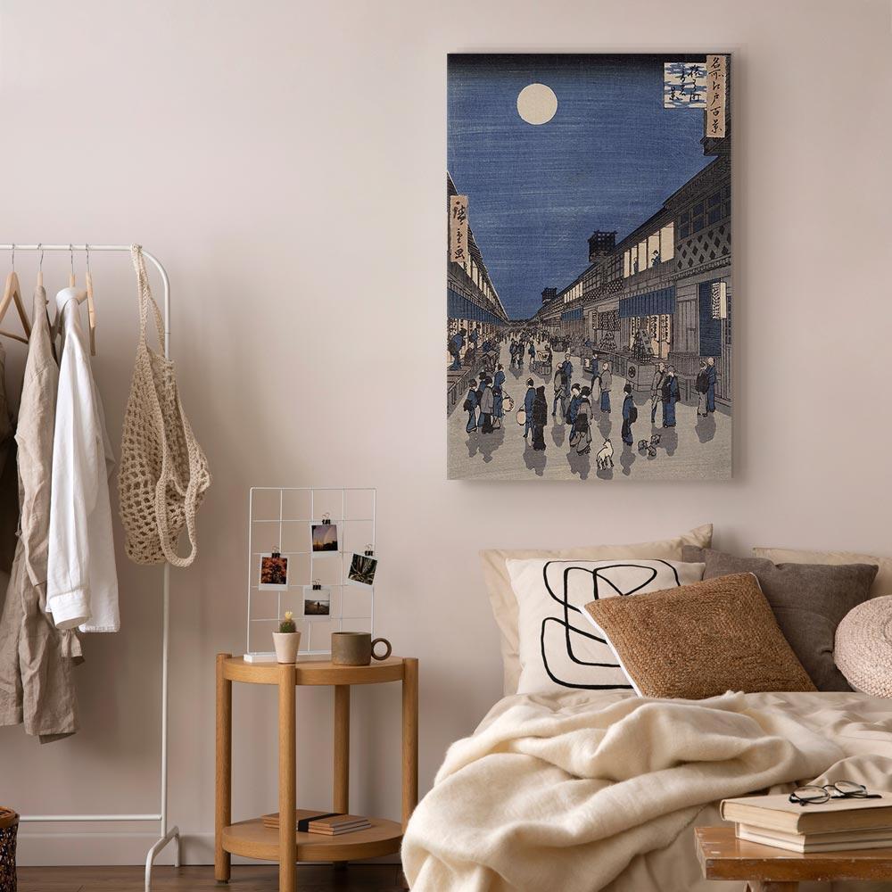 Leinwandbild - Utagawa Hiroshige – Night time view of Saruwaka Street