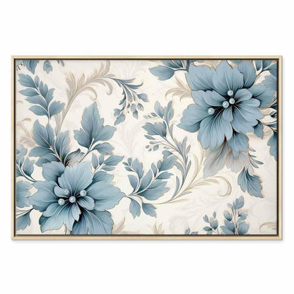 Leinwandbild - Turquoise Flowers in Retro Ambience Floristic Ornaments