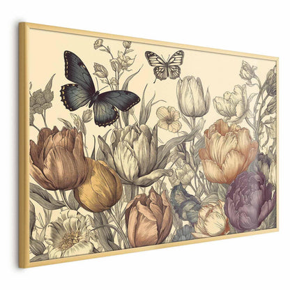 Poster - Colorful Tulips on a Cream Background