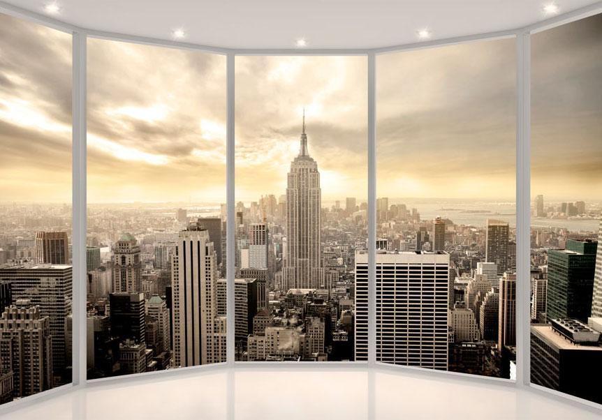 Fototapete Sonniger Morgen in New York - Urbane Skyline Wandtapete