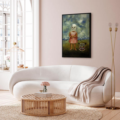 Leinwandbild - Frida Kahlo – Girl with Death Mask (She Plays Alone)