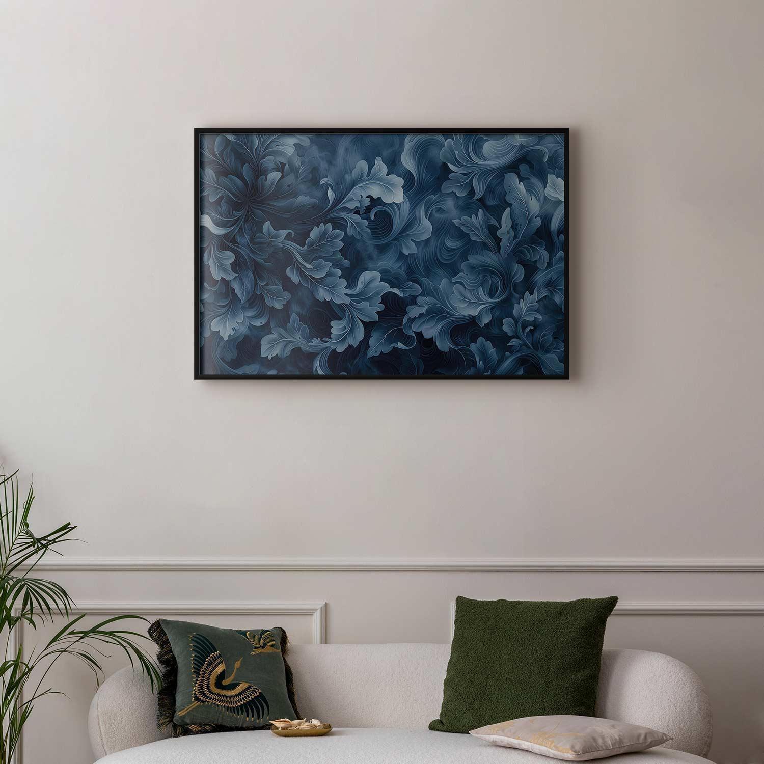 Poster - Dense, Dark Blue Abstract Ornaments Artgeist