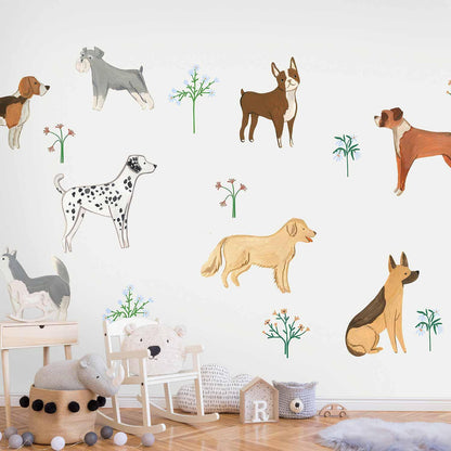 Fototapete Doggies – Liebevolle Hundeillustration für Kinderzimmer