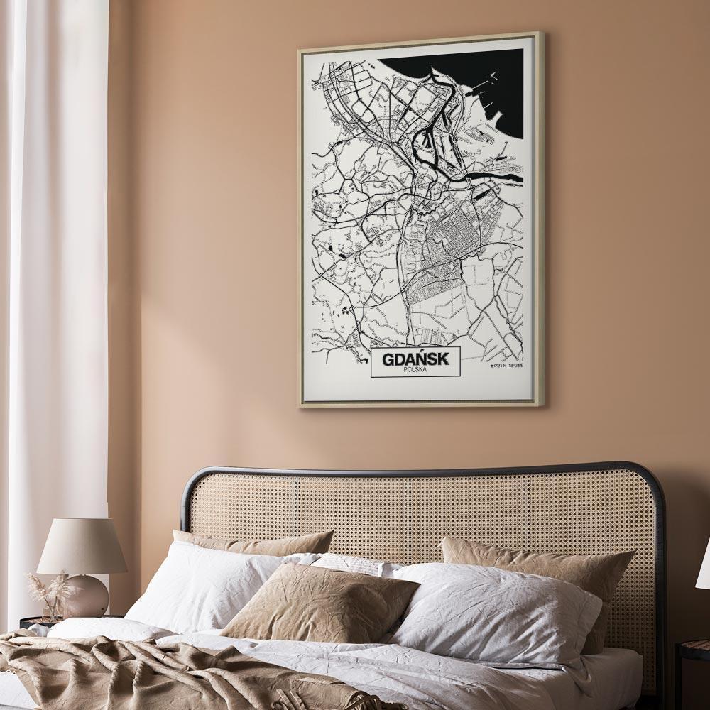 Leinwandbild - City Plan: Gdansk (1 Part) Vertical