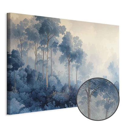 Leinwandbild - Landscape with Trees in Illustrative Style Fairy-Tale Blue Forest