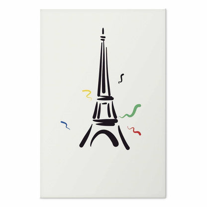 Poster - Black Illustration of the Eiffel Tower on a Light Background