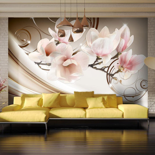 Fototapete „Waves of Magnolia“ – Florale Eleganz in sanften Wellen