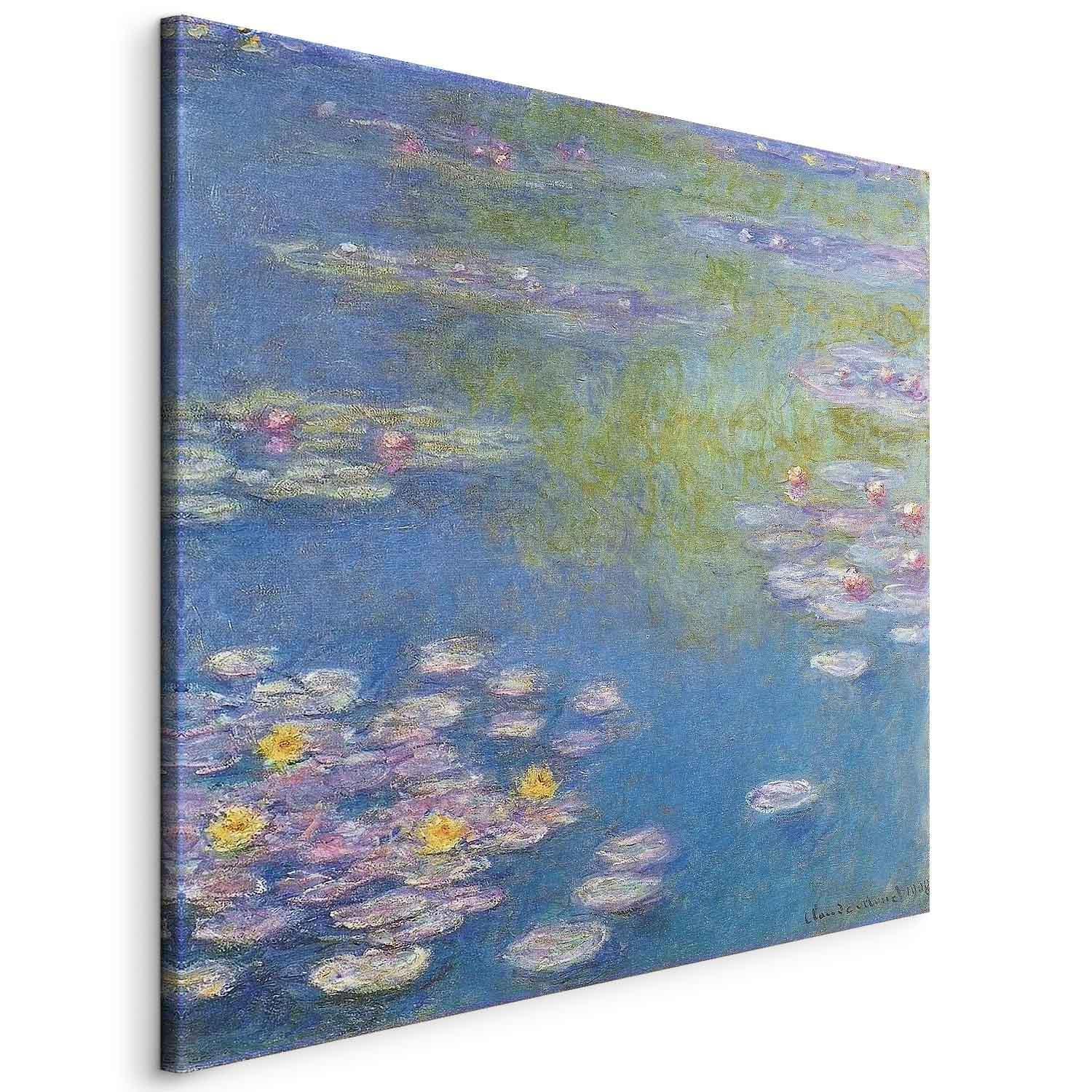 Canvas print of "Water Lilies in Giverny" featuring vibrant water lilies and calming blue waters, perfect for enhancing any living space.