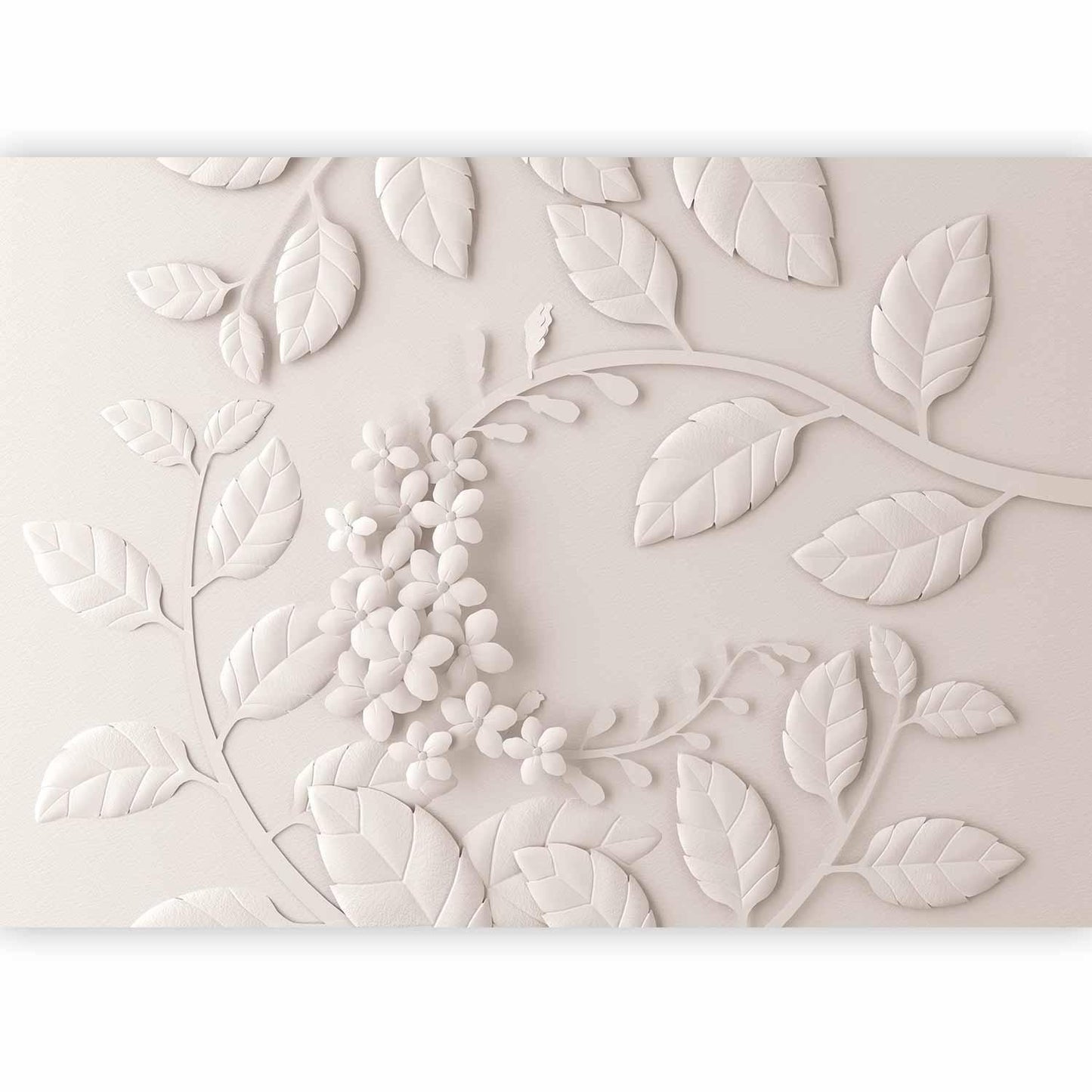 Fototapete „Paper Flowers Cream“ – Sanfte Blüten in eleganter Papieroptik