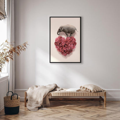 Leinwandbild - Elephant Lover (1-part) - Elephant Amid Pink Flowers