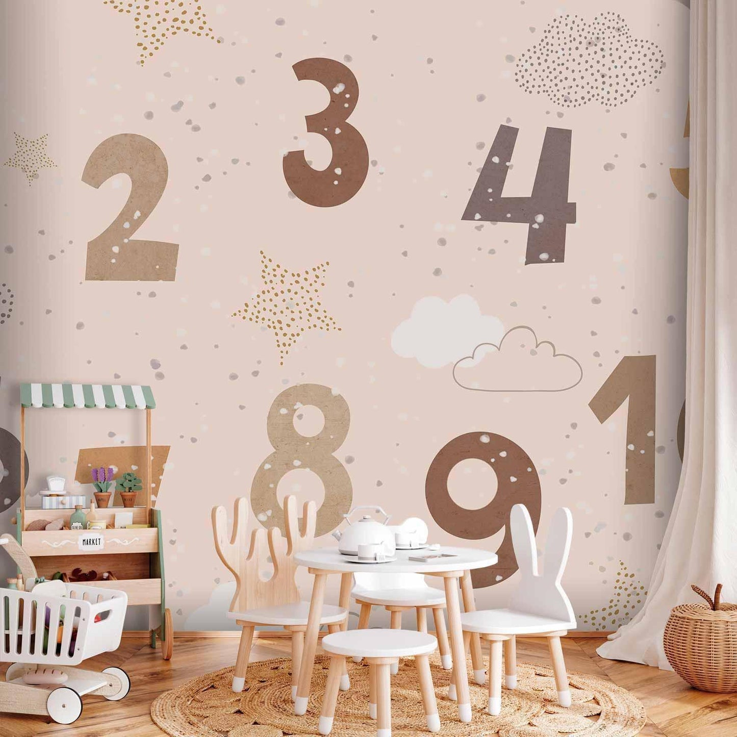 Fototapete - Numbers Among Snowflakes Artgeist
