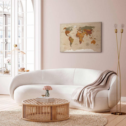 Leinwandbild - World Map: Beige Chic