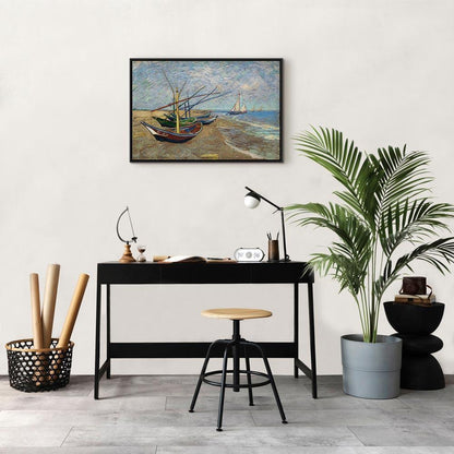 Leinwandbild - Vincent van Gogh – Fishing Boats on the Beach