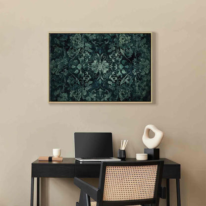 Leinwandbild - Oriental Pattern Carpet: Emerald Ornaments and Worn Patterns Artgeist