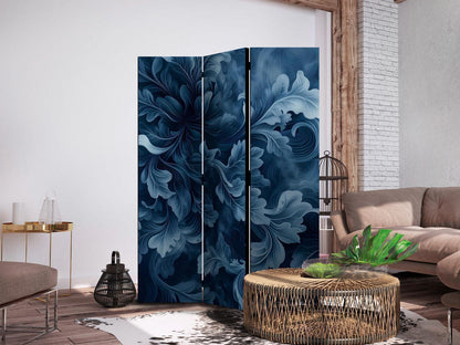 Paravent - Abstract Ornaments - Dark Blue Victorian Leaves Artgeist