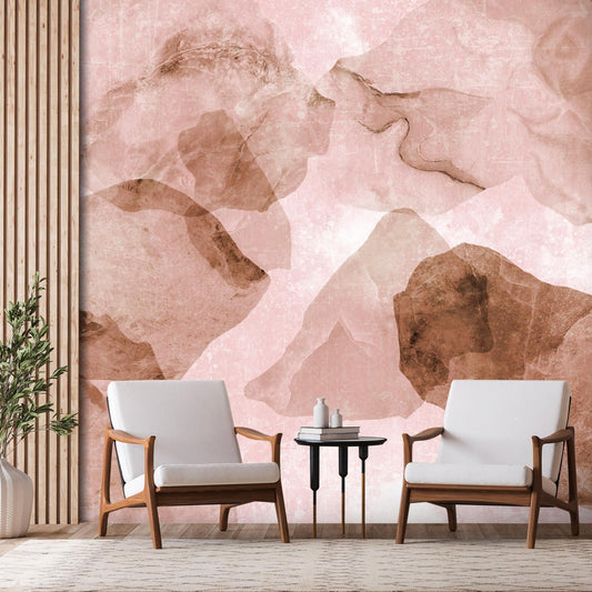 Fototapete - Pink terrazzo - minimalist background in marble watercolour pattern Artgeist