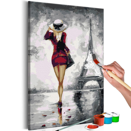 Wandbild zum Ausmalen Parisian Girl Dekoration - charmante Pariserin als eleganter Wandschmuck