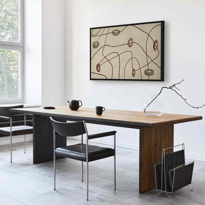 Leinwandbild - Lines and shapes – bead labyrinth on a pale washed background