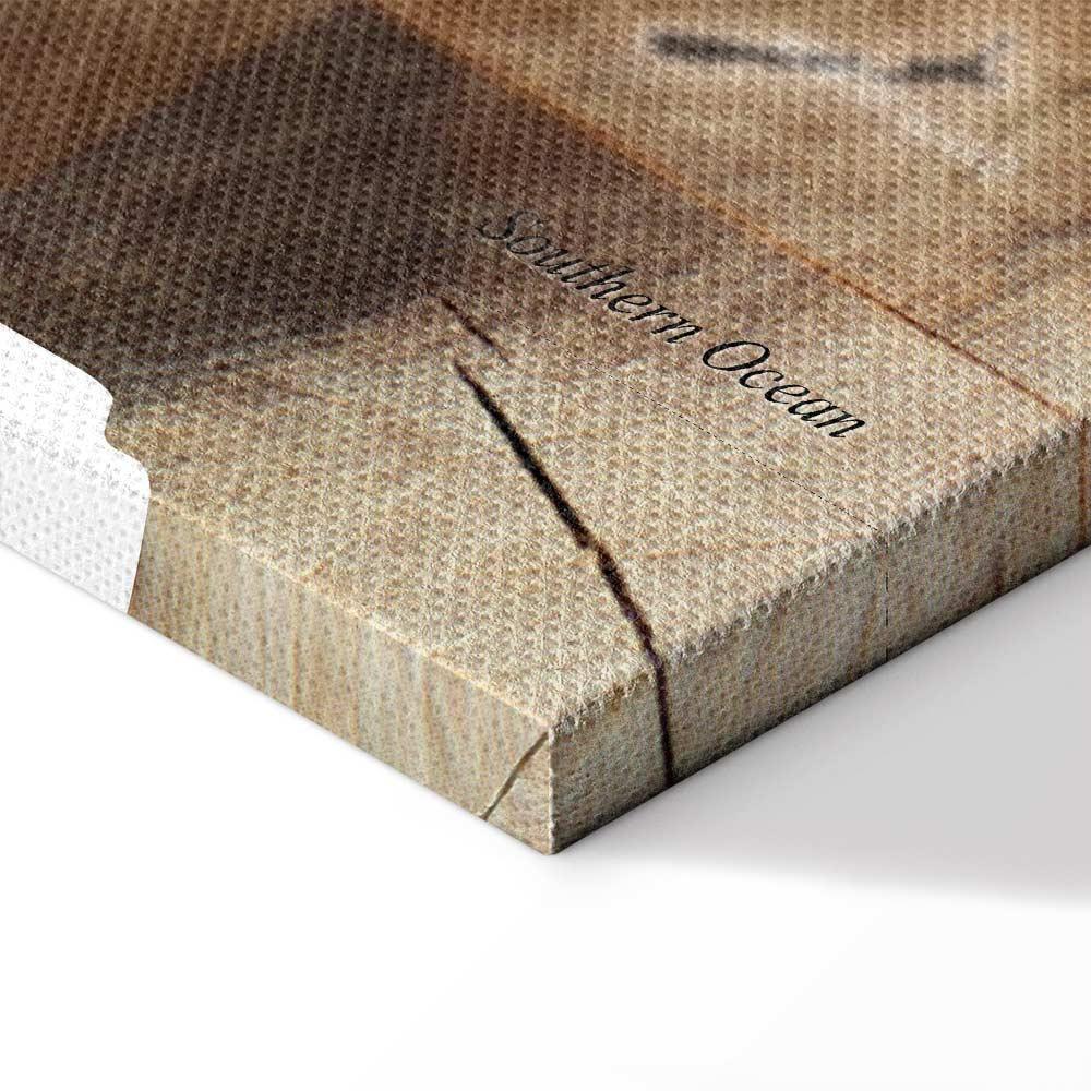 Leinwandbild - World Map: Wooden Mosaic