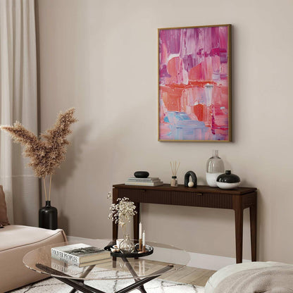 Poster - Colorful Strokes - intense shades of pink and purple on canvas Artgeist