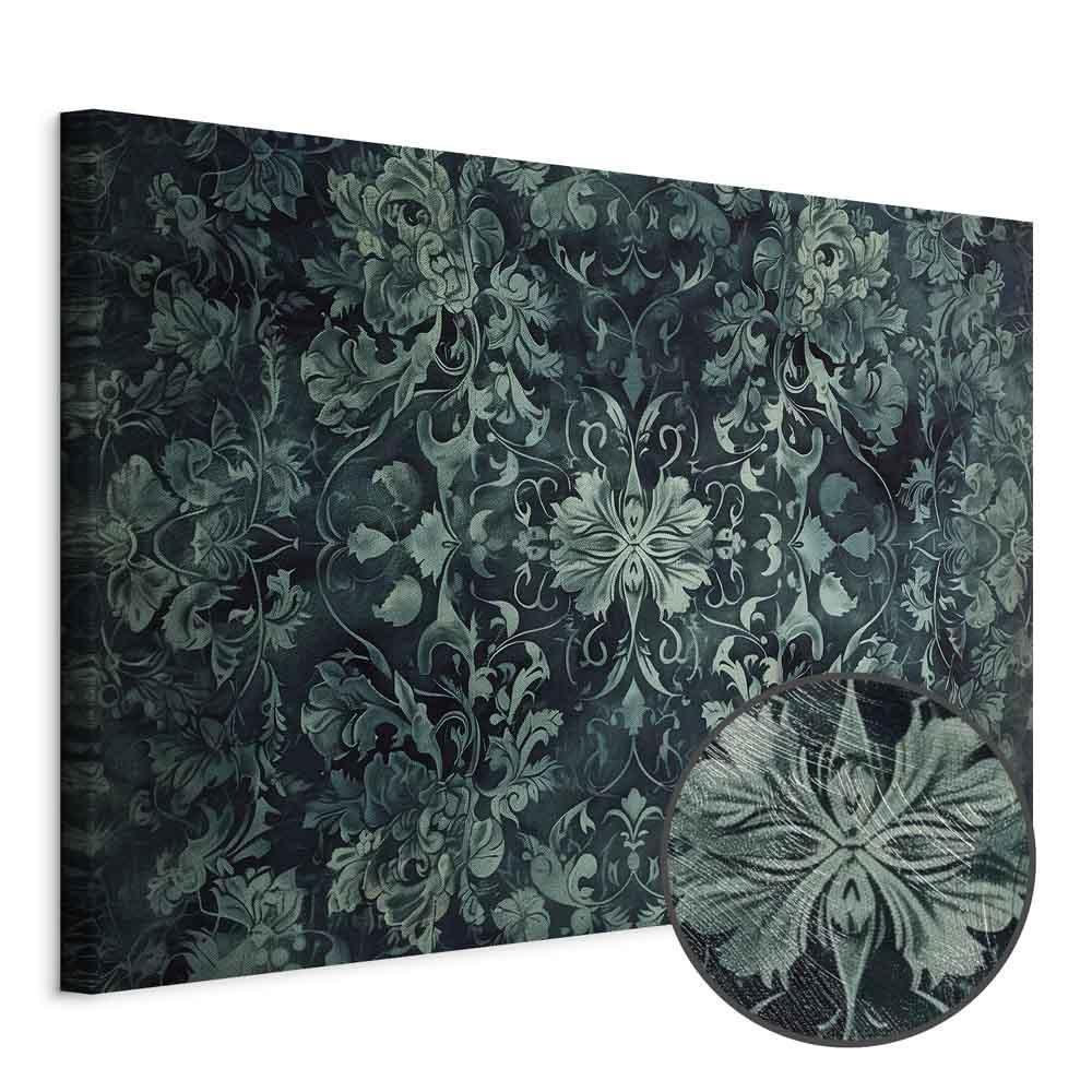 Leinwandbild - Oriental Pattern Carpet: Emerald Ornaments and Worn Patterns
