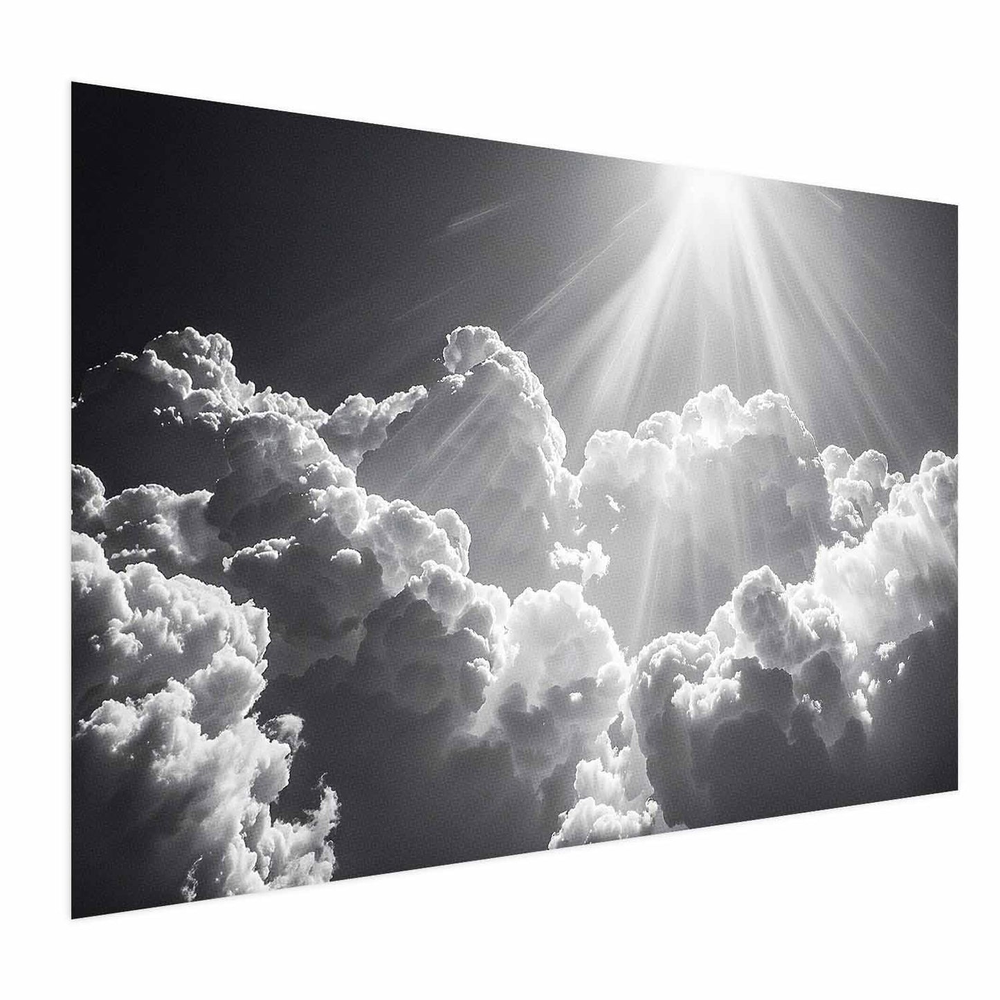 Inspirierendes Poster mit Sonnenlicht und dunklem Himmel