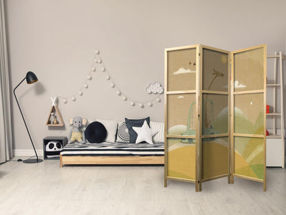 Japanischer Paravent - Dreamy Traveler - Giraffe driving a car on a beautiful sunny day