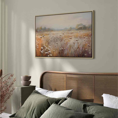 Leinwandbild - Impressionist meadow – field landscape in a pastel colour palette
