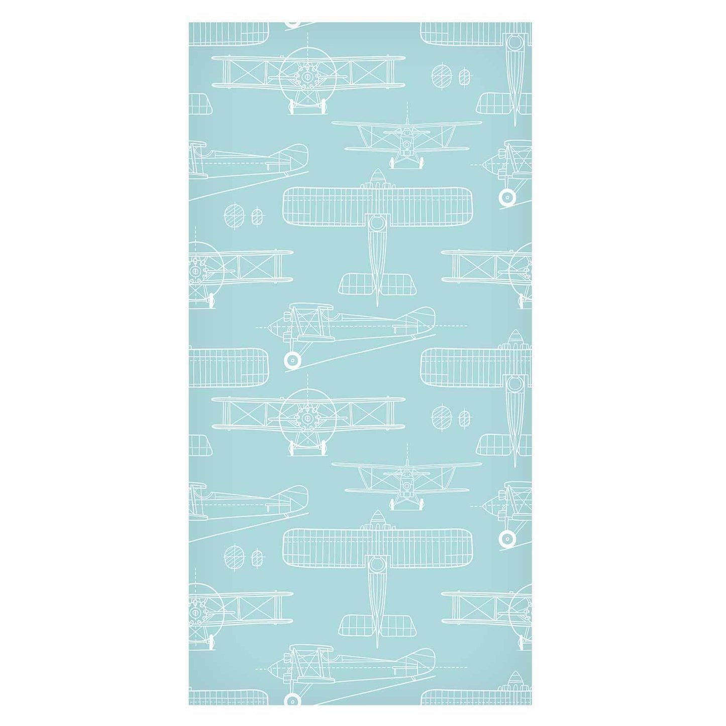 Tapete - Sketch - Outline of an airplane in white on a turquoise background