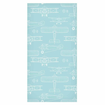 Tapete - Sketch - Outline of an airplane in white on a turquoise background