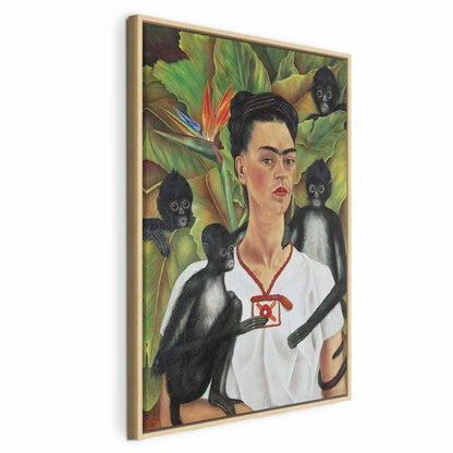 Leinwandbild - Frida Kahlo – Self-Portrait with Monkeys