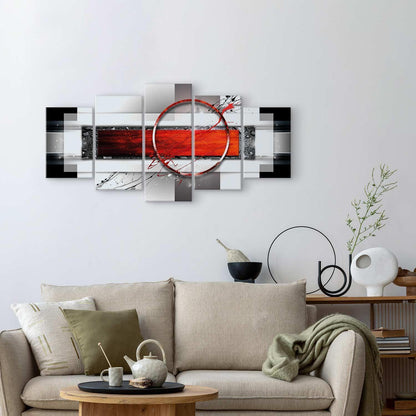 Leinwandbild „Karmesinrote Energie“ – Ausdrucksstarke Wandkunst in Rot und Weiß