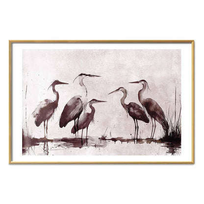 Poster - Herons Painted in Ink