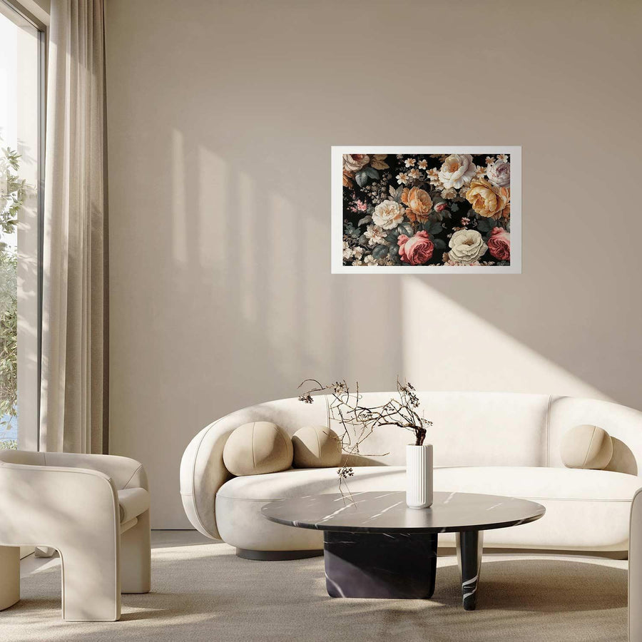 Poster - Colorful Flowers on a Black Background Artgeist