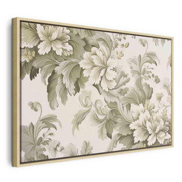 Leinwandbild - Retro Vintage Flowers in Delicate Cream and Green Colors Artgeist