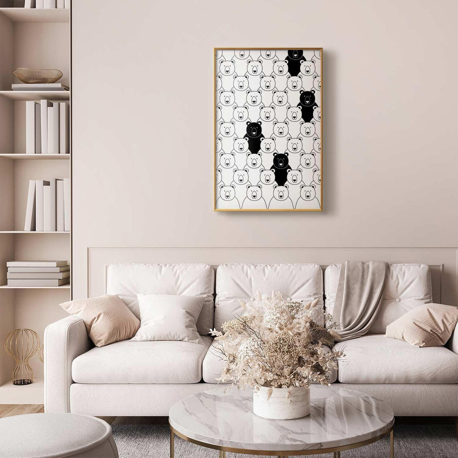 Poster - Stranger in the Flock on living room wall, modern interior decor.