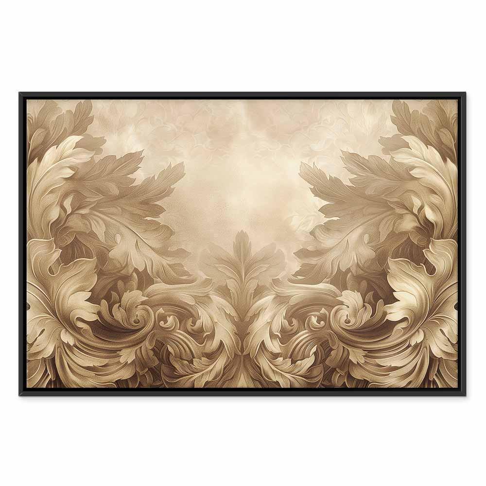 Leinwandbild - Carved Baroque Ornaments Rich Composition in Sepia Colors