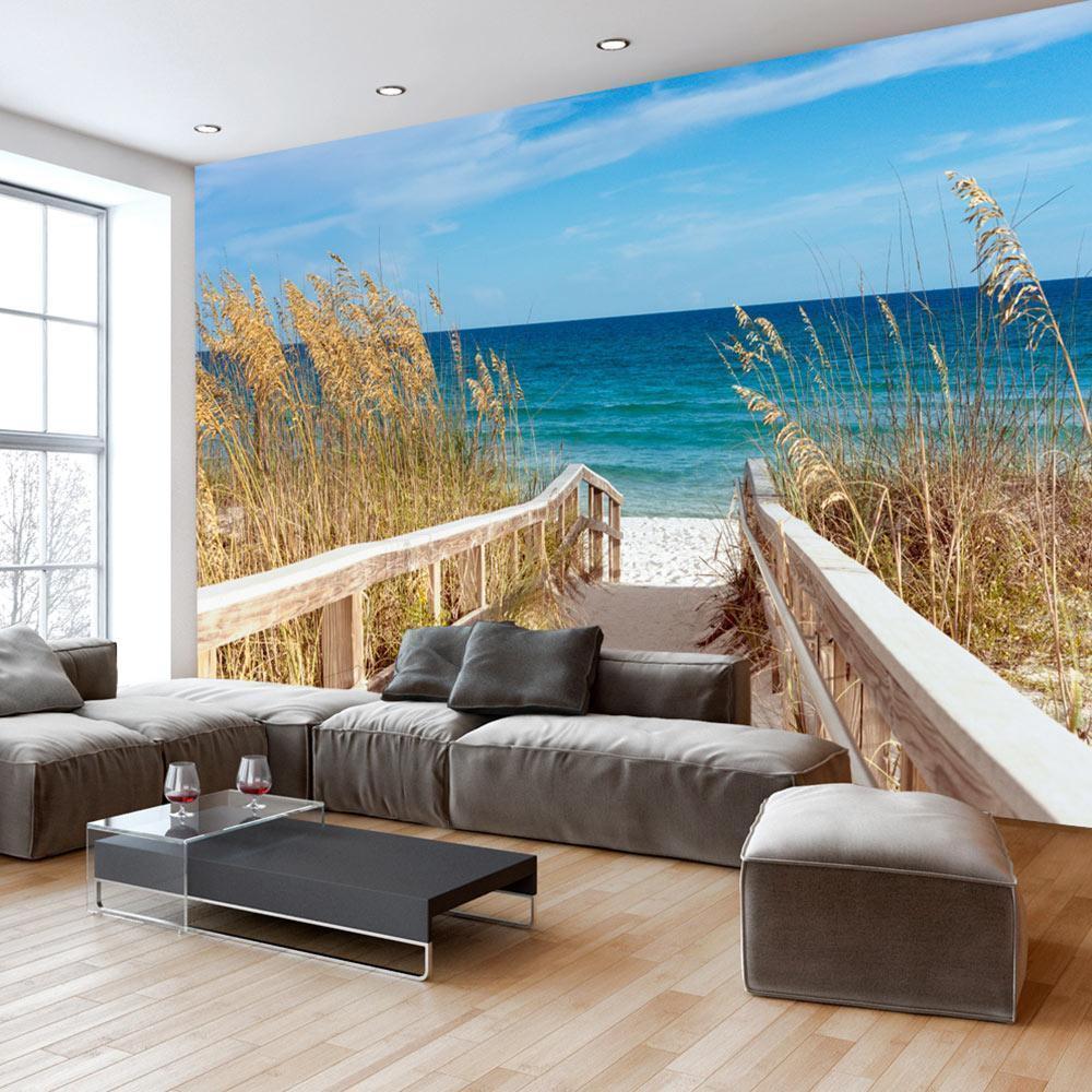 Strand mit Meerblick auf Fototapete – Sommermotiv

