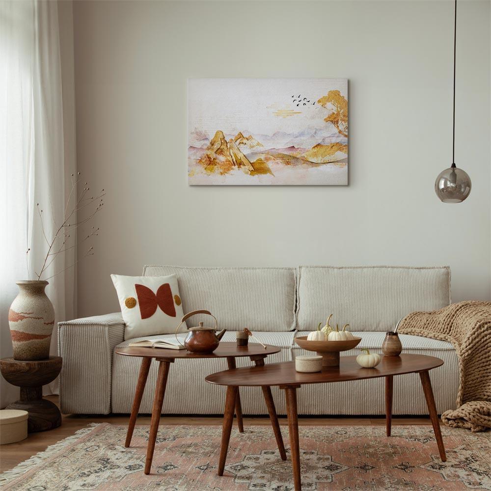 Leinwandbild - Golden Mountains (1 Part) Wide